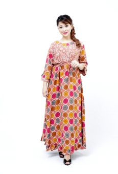 Oktovina-HouseOfBatik Longdress Batik Katun - Longdress Batik LDK-1 - Cokelat Jingga  