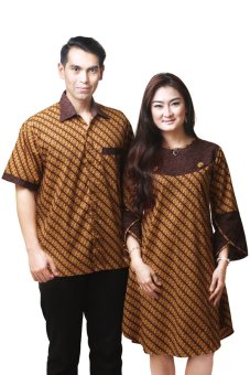 Oktovina-HouseOfBatik Set Hem & Dress Parang Katun - Batik Couple HDKC-15 - Cokelat  