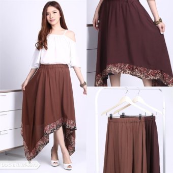 Omah Fesyen Nasyavia Batik Asymmetric Mini Skirt - Dark Brown  