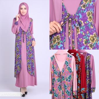 Omah Fesyen Ramilsha Flowery Longsleeve Muslim Set - Dusty Pink  