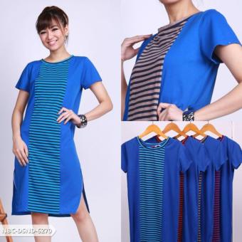 Omah Fesyen Reqame Stripe Bodycon Mini Dress - Blue  