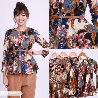 Omah Fesyen Resistin Batik Peplum Blouse - Tosca  