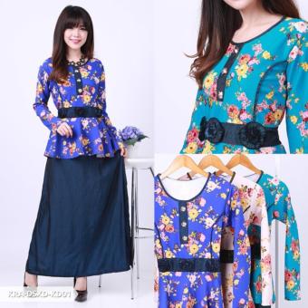 Omah Fesyen Syamirla Flowery Peplum Maxi Dress - Cream  