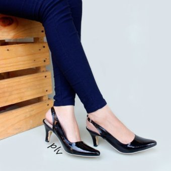 Own Works Sepatu Pantofel Wanita Heels Slingback PVD - Hitam  
