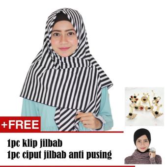 Paket Parisku Hijab Jilbab Segiempat Mono Bigstripe  