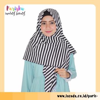 Parisku Hijab Jilbab Segiempat Monochrome Bigstripe  