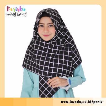 parisku hijab jilbab segiempat monochrome blackbox  