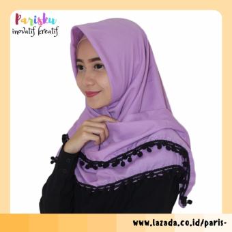 parisku hijab jilbab segiempat pompom purple  