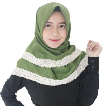 Parisku hijab segiempat katun big lace green  