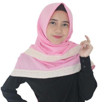 parisku hijab segiempat katun big lace pink  