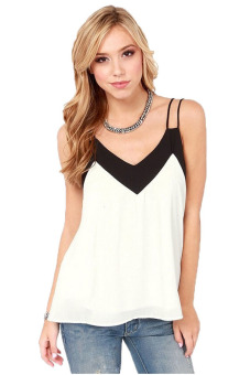 Patchwork Chiffon Tank Top White (EXPORT)  