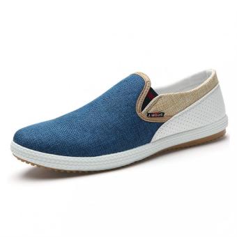 PATHFINDER Men's Breathable Canvas Linen Slip Ons Shoes (Blue) - intl  