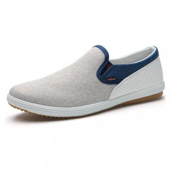 PATHFINDER Men's Breathable Canvas Linen Slip Ons Shoes (White) - intl  