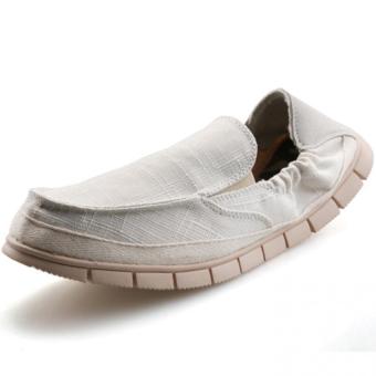 PATHFINDER Men's Fashion Roll Shoes Linen Canvas Slip Ons L04 (Grey)  