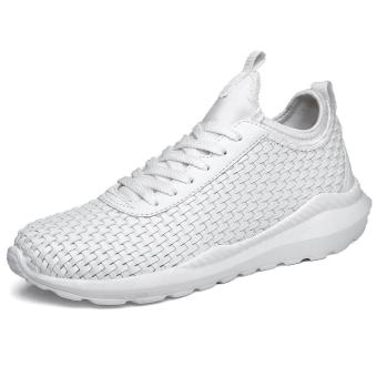 PATHFINDER Men's Fashion Sneakers Low Cut Breathable PU Woven Shoes -White - intl  