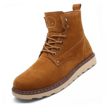 PATHFINDER Scrub leather Men's Fashion Lace Up Casual Boots(Yellow) - intl  