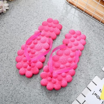 PATHFINDER The New Summer Sandals Creative Fashion Massage Slippers Sandals Flip Female Color Flat Beach Slippers-Rose red - intl  