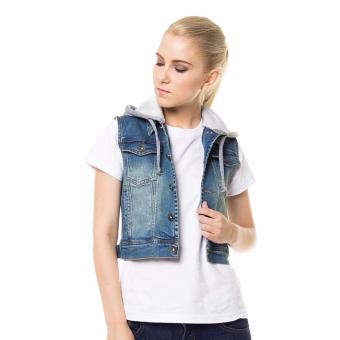 People's Denim Ladies Vest Aryssa Light Hoodie - Biru Muda  