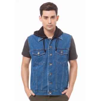 People's Denim Men Bezzron Vest Denim Hoodie - Biru  