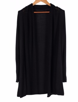Pierced the air conditioning sunscreen long section loose shawl cardigan - Black (Intl) - intl  