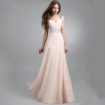 PINK New Fashion Women Dress Casual Summer Dress Long Bohemian Wedding Dress Party Solid Evening Dress Pink Red Sky Blue - intl  