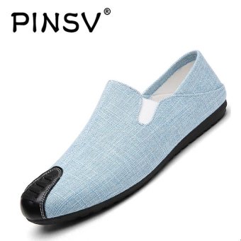 PINSV Canvas Men Driving Loafers Casual Breathable Shoes (Grey) - intl  