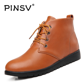 PINSV Genuine Leather Women Casual Boots Fashion Boots (Brown) - intl  