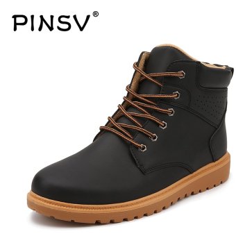 PINSV High Quality Men Ankle Boots Winter Keep Warm Martin Boots Big Size 39-47 (Black) - intl  