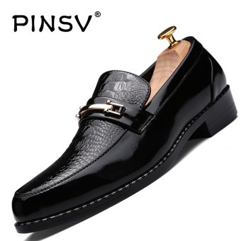 PINSV Leather Men Formal Shoes Casual Business Leather Shoes Loafers (Black) - intl  