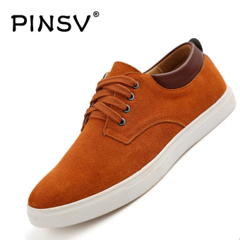 PINSV Leather Men's Casual Shoes Fashion Sneakers Plus Size 38-49 (Camel) - intl  