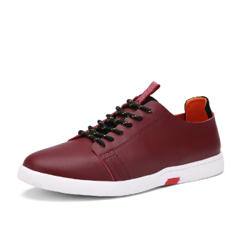 PINSV Men Handcrafted Casual Leather Shoes (Red) - Intl  