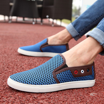 PINSV Men's Breathable Mesh Casual Shoes Slip-On (Blue) - intl  