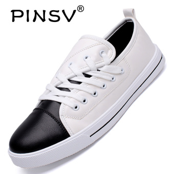 PINSV Men's Synthethic Leather Casual Sneakers Skate Shoes (White) - Intl  