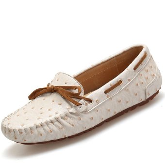 PINSV Penjualan Panas Wanita Kasual Loafers Perahu Sepatu (Putih)  