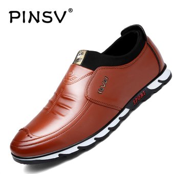 PINSV Synthethhic Leather Men's Formal Shoes Business Leather Shoes Casual Loafers (Brown) - intl  
