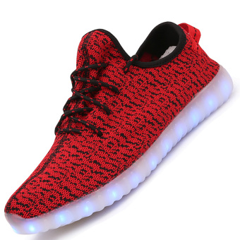 PINSV Yeezy Men's Casual Shoes LED Fashion Sneakers (Red)  