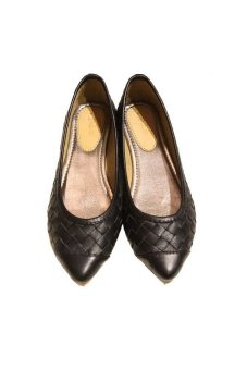 Pla Sepatu Wanita - Pointy Wicker Black - Hitam  