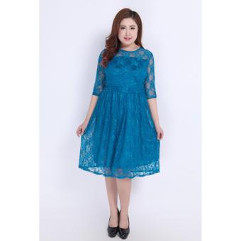 Plus Size Womens Short Sleeve Summer Party Evening Cocktail Beach Lace Dress Dark blue - intl  