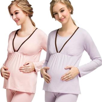 Pregnant women Autumn clothes pajamas Tracksuit-Purple - intl  