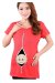 Pregnant Women's Fashion Plus Size Casual Cartoon Baby Pattern Cotton T-shirts Tops (Red)  
