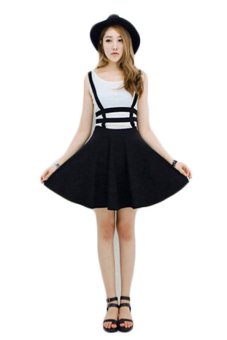 Pretty Style Mini Braces Suspender Skirt (Black)  