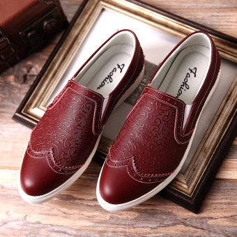 Pria Kasual Sepatu Kulit Vintage Kulit Asli Sepatu Kenyamanan Kantor Sepatu Bernapas Travelling Sepatu Mengemudi Vintage Genuine Leather Shoes Burgundy  