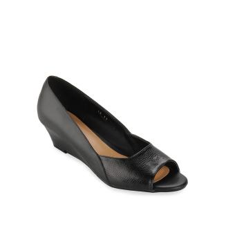Prima Classe Sofia Peep Toe Wegdes Shoes - Black  