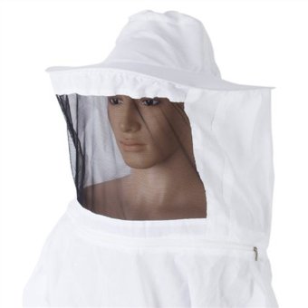 Professional Beekeeping Suit Jacket Coat Pull Over Bee Protective Suit Clothing Smock with Veil - Free Size White (Intl) - intl  