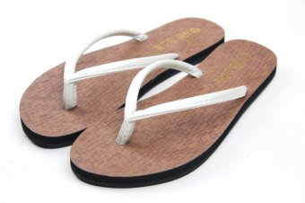 PU Casual Beach Slippers Flip Flops Sandals White  
