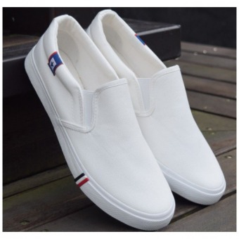 Pudding Men's casual canvas shoes student White  