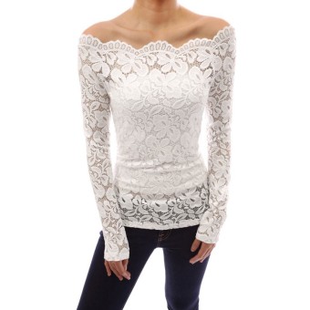 Qiaosha Zanzea US4-18 Women Off Shoulder Lace Crochet Shirt Long Sleeve  