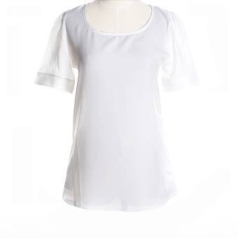 Queen Chiffon Blouse Tops Fashion T-shirt(White)  