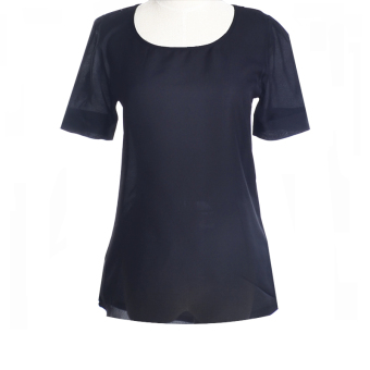 Queen Chiffon Blouse Tops Fashion T-shirt(Black)  