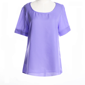 Queen Chiffon Blouse Tops Fashion T-shirt(Purple)  